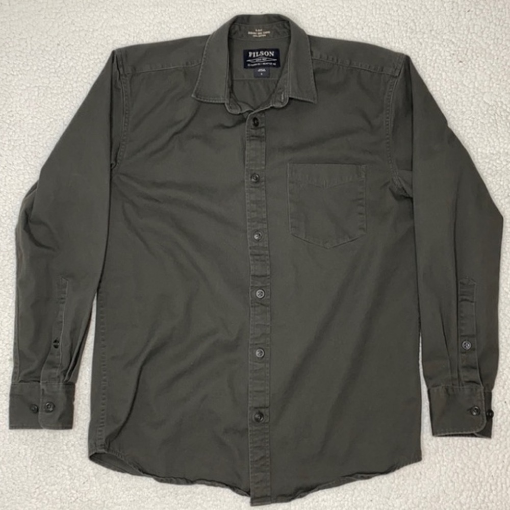 NWOT filson durable chino button shirt grey green hue
